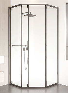 钻石型极窄枪灰色侧移门卫生间干湿分离浴室隔断推拉滑动门