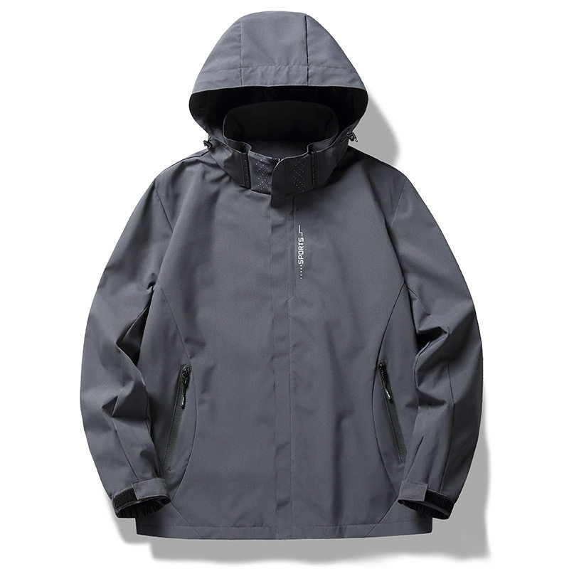 6266户外薄款冲锋衣单层短袖连帽防水女款单冲防风外套登山服