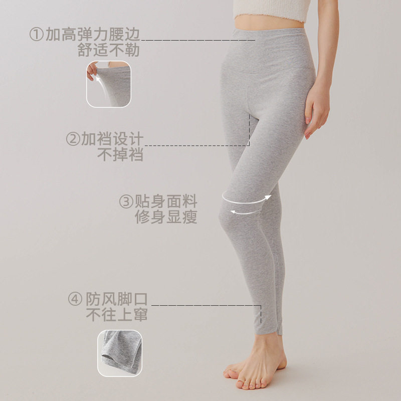 女士纯棉A类高腰秋裤打底裤内穿保暖裤衬裤修身磨毛薄款打底秋冬