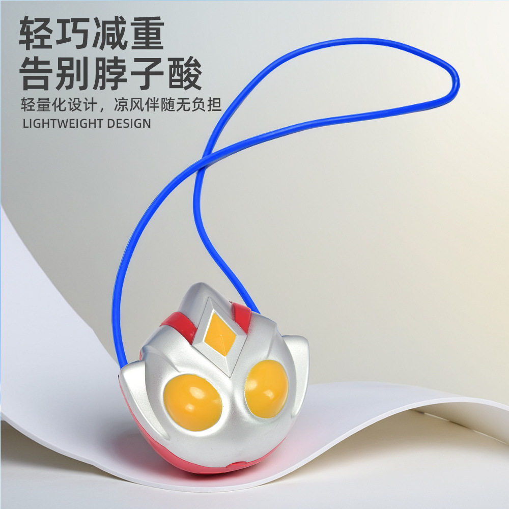 超人手表风扇学生儿童便携式挂脖小风扇随身迷你卡通USB充电扇