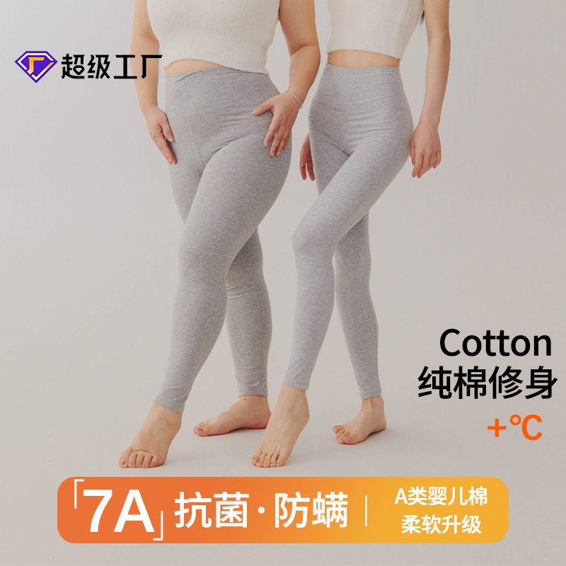 女士纯棉A类高腰秋裤打底裤内穿保暖裤衬裤修身磨毛薄款打底秋冬