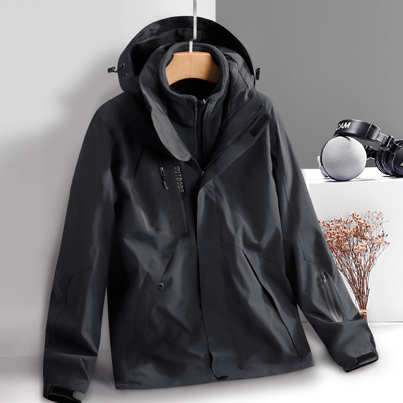 制定Logo工作服冲锋衣三合一防泼水户外登山服男女防风防水可拆卸
