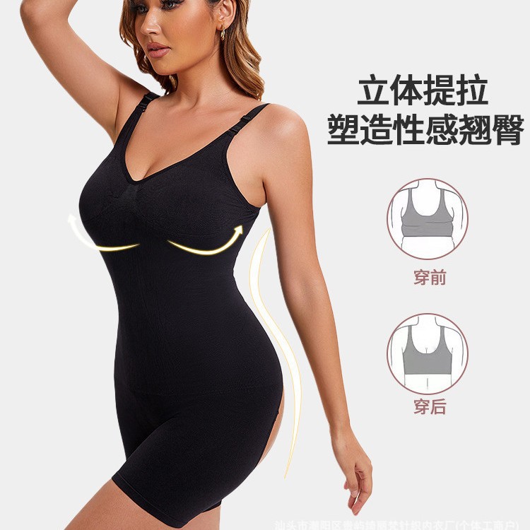 亚马逊欧美连体衣代贴标收腹束身u背提臀收腹连体衣