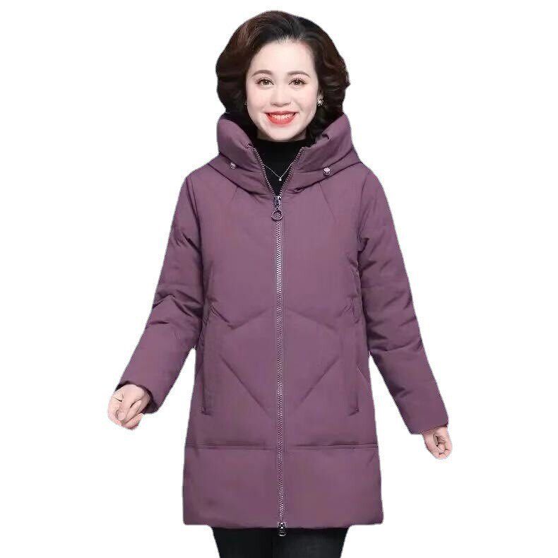 中老年棉衣女装修身羽绒棉服中长款女式2021棉袄棉服外套新款