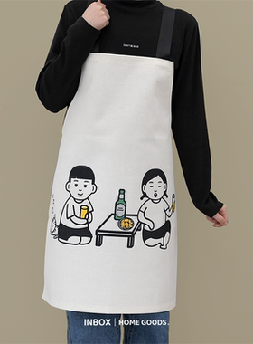 ins可爱卡通厨房做饭防水防油创意女围裙个性搞笑情侣背心式围腰
