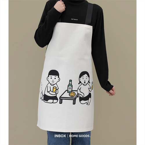 ins可爱卡通厨房做饭防水防油创意女围裙个性搞笑情侣背心式围腰
