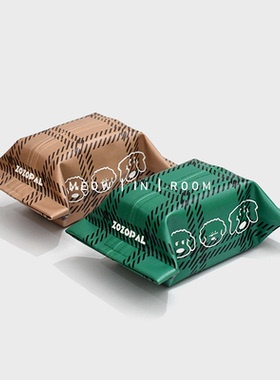 原创复古格纹可爱卡通抽纸盒汽车车载纸巾套防水皮挂式纸巾盒挂袋