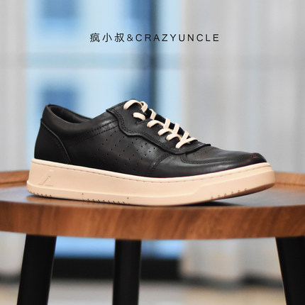 增高3.5/厚底舒适低帮板鞋男时尚复古休闲运动鞋真皮软底小黑鞋潮