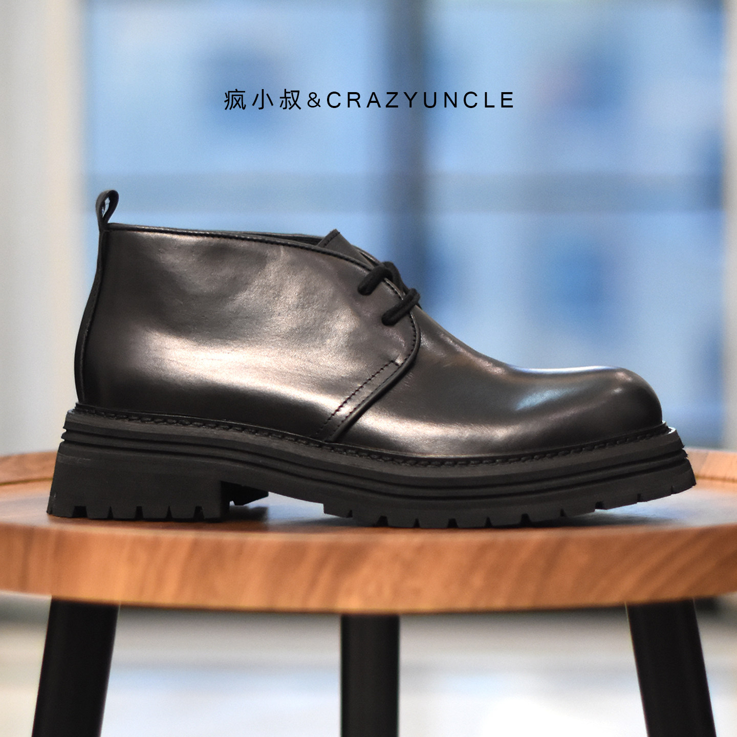 增高5CM/英伦复古手工真皮圆头厚底商务休闲马丁靴男潮短靴工装靴