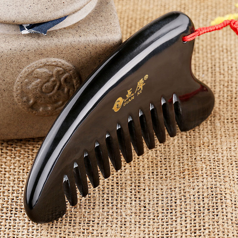 点犀天然水牛角梳加厚经络按摩梳头部刮痧梳做头疗的梳子家用实用