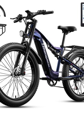 Shengmilo26寸铝合金4.0肥胎双减震电动自行车山地48V电池电动车