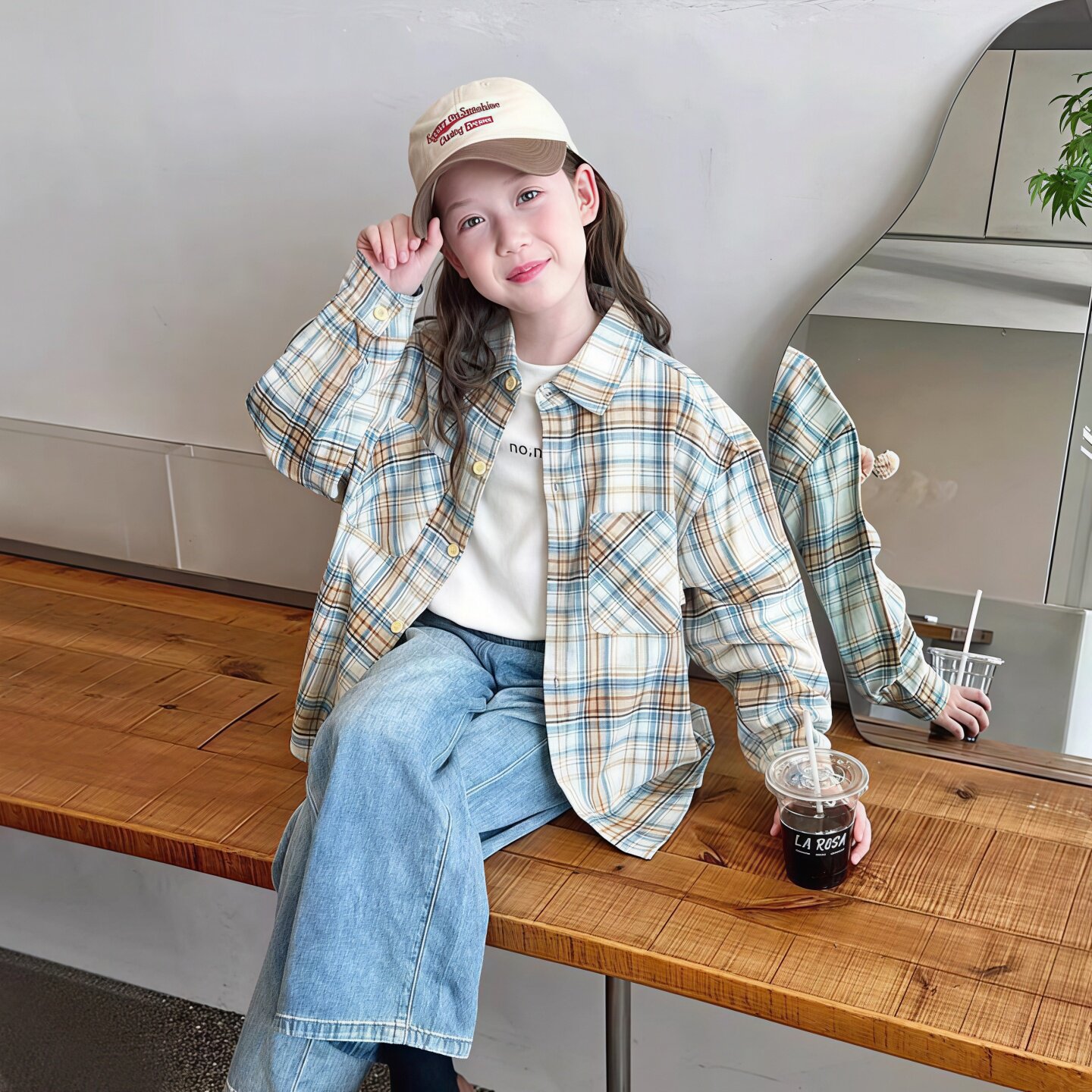 女童格子衬衣儿童长袖衬衫大童开衫女孩休闲上衣2026春秋装新款薄