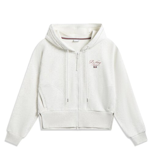 李宁女子宽松开衫连帽卫衣运动休闲上衣外套2026春AWDW276