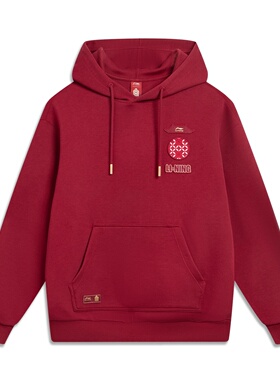 李宁中国文化故宫联名男女同款宽松套头连帽卫衣2026春AWDW115