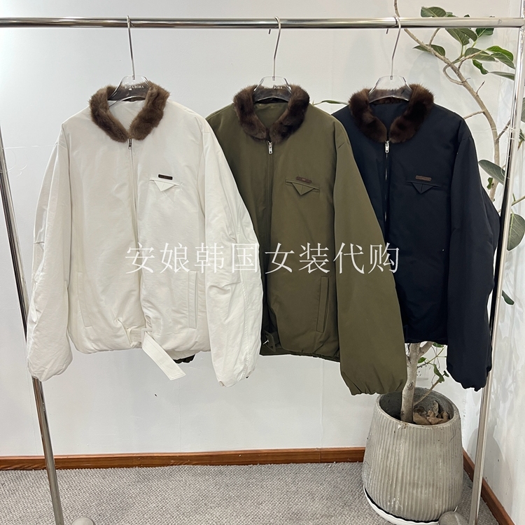 安娘韩国代购PH23东大门女装2025冬新款时尚水貂领白鹅绒长袖外套