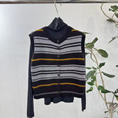 圆领条纹开衫 新时尚 2025秋季 无袖 安娘韩国代购 针织马甲 东大门女装