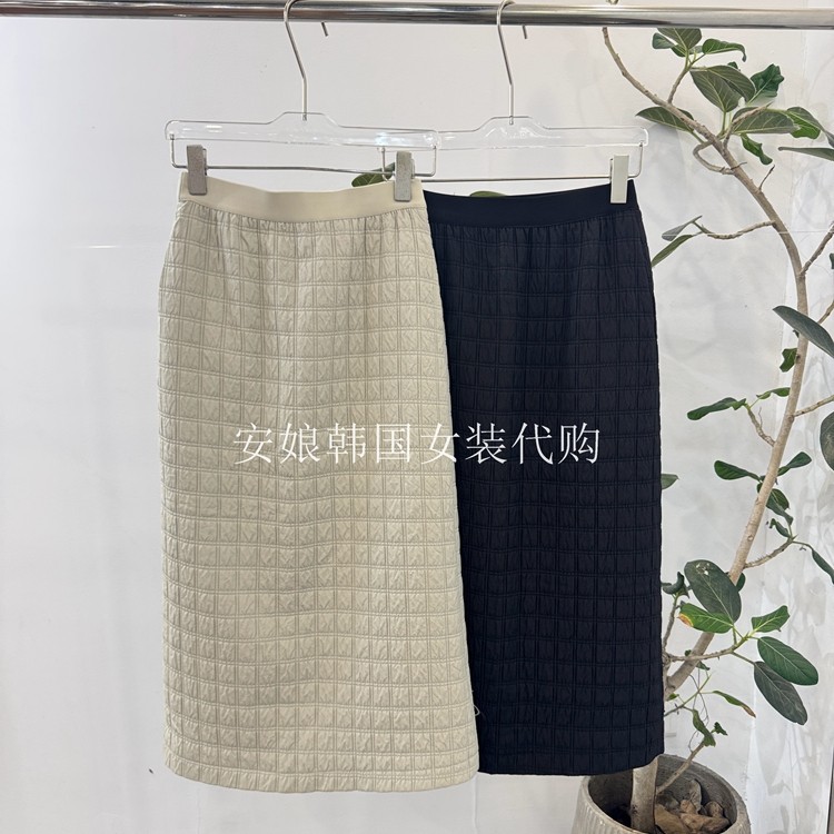 MYPH松紧腰压格夹棉开叉半身裙