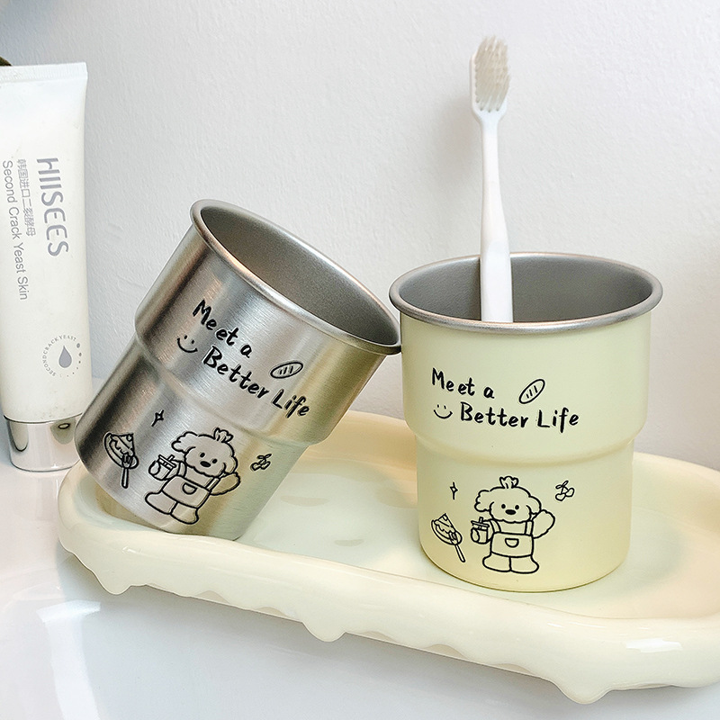 面包比熊马克杯子家用可爱卡通水杯拉花美式咖啡杯办公室水杯