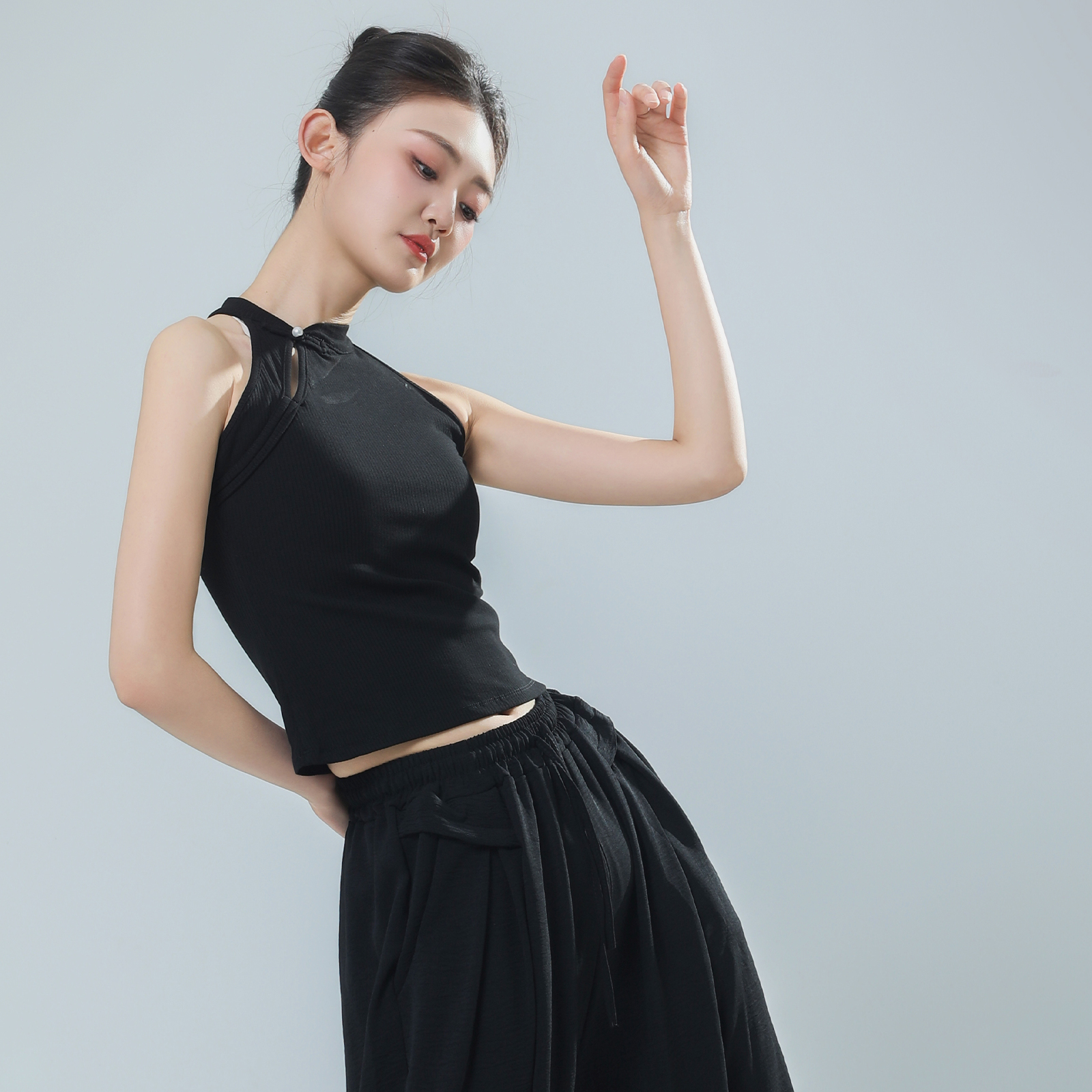 朵棠古典舞现代舞中式旗袍领上衣舞蹈服背心修身练功服中国舞服装