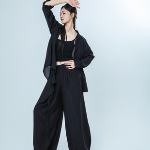 朵棠现代舞黑色高级舞蹈服衬衫套装飘逸衬衫古典中国爵士舞练功服