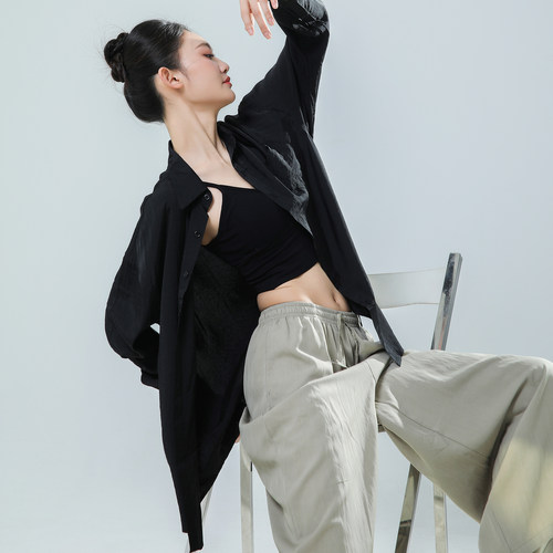 朵棠现代舞蹈衬衫练功服男女款宽松上衣飘逸长袖舞蹈生艺考生服装