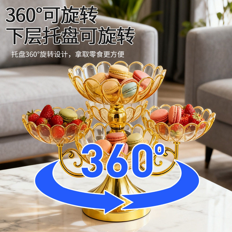 包邮欧式果盘多层豪华水果盘旋转家用客厅茶几轻奢零食瓜子干果盘,餐饮具,果盆/果盘/果篮,淘宝优惠券,粉丝福利购,淘宝优惠卷