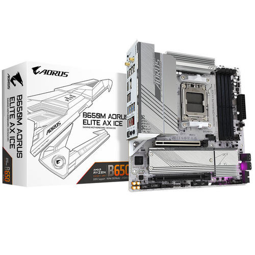 技嘉B650M AORUS ELITE AX ICE冰雕主板DDR5适用AM5 7600X7800X3D