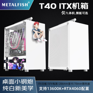 鱼巢酷鱼T40台式迷你ITX机箱SFX电源手提便携侧透白色小机箱风冷