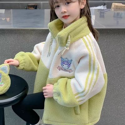 女童外套秋冬新款儿童韩版小女孩冬季羊羔加绒加厚洋气卡通毛毛衣