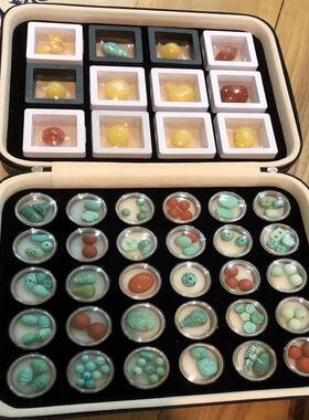 裸石钻盒子样品展示收纳盒透明圆盒旋转戒面文玩珠子宝石拉链皮箱