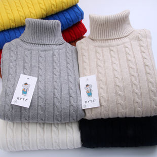 男童女童套头毛衣儿童高领针织衫中大童纯棉线衣加厚加绒秋冬装H9