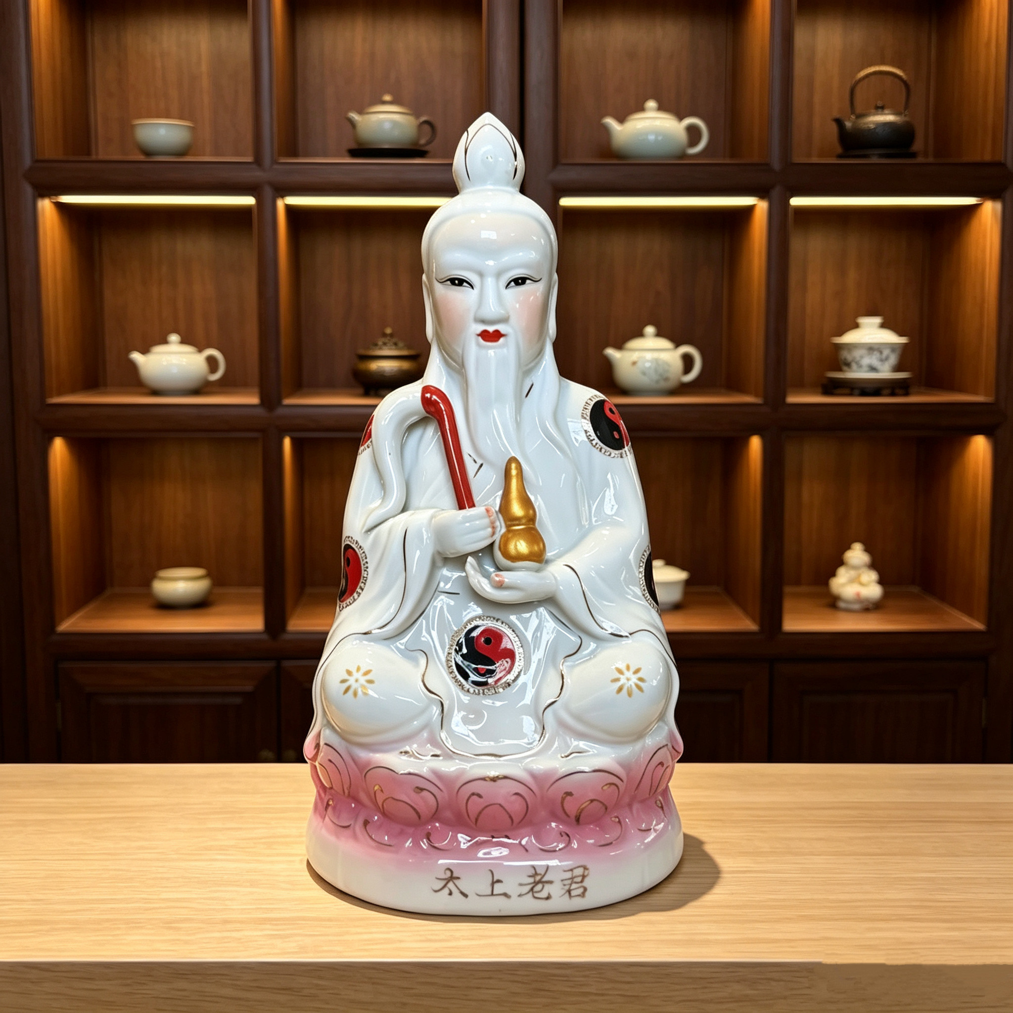陶瓷太上老君神像三清祖师爷道德天尊元始供奉家用道祖佛像摆件