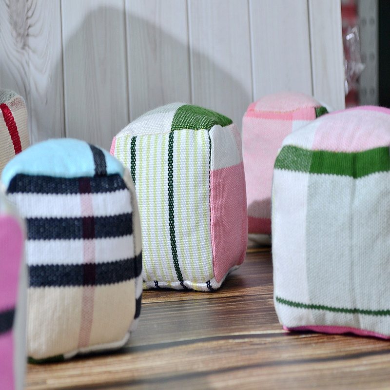 纯手工缝制纯棉老粗布方形儿童丢沙包幼儿园活动手绳绑带户外