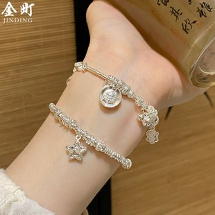 黄财神手链女款足银999纯银手工许愿星盘缠手饰叠戴闺蜜精致小众