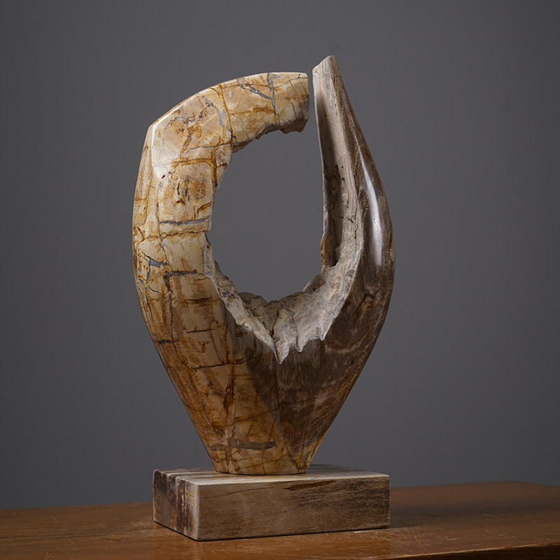 新中式客厅装饰摆设木化石工艺品桌面摆件玄关摆设现代简约家居