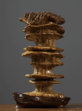 桌上摆件木化石装饰品新中式