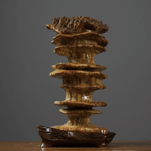 红树林木化石雕刻千层塔摆件创意装饰新年送礼天然硅化木家居饰品