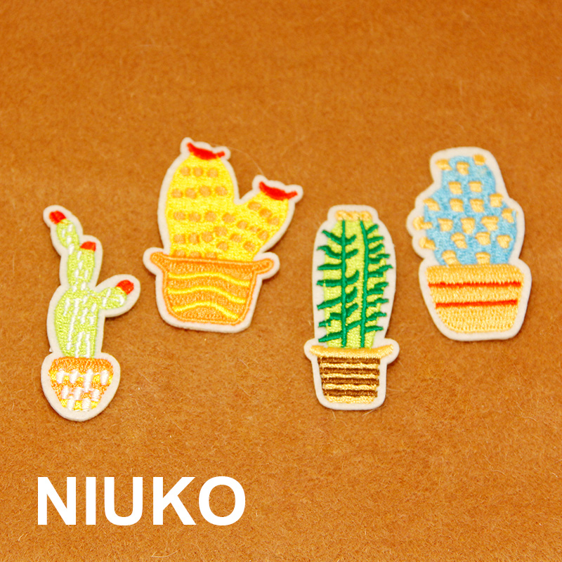 NIUKO 布贴 精致儿童牛仔萌DIY破洞贴布标贴仙人掌植物彩色卡通贴