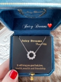 限定法国轻奢JUICY DREAMS复古珍珠许愿水晶幸运月桂花环纯银项链