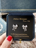 轻奢法国设计师JUICY DREAMS在逃公主蝴蝶结流苏水滴芒星纯银耳钉