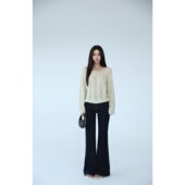 双版 本 卡其色微筒裤 原牛