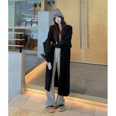 大码慵懒风连帽针织毛衣外套女2025新款秋季胖MM宽松显瘦开衫上衣