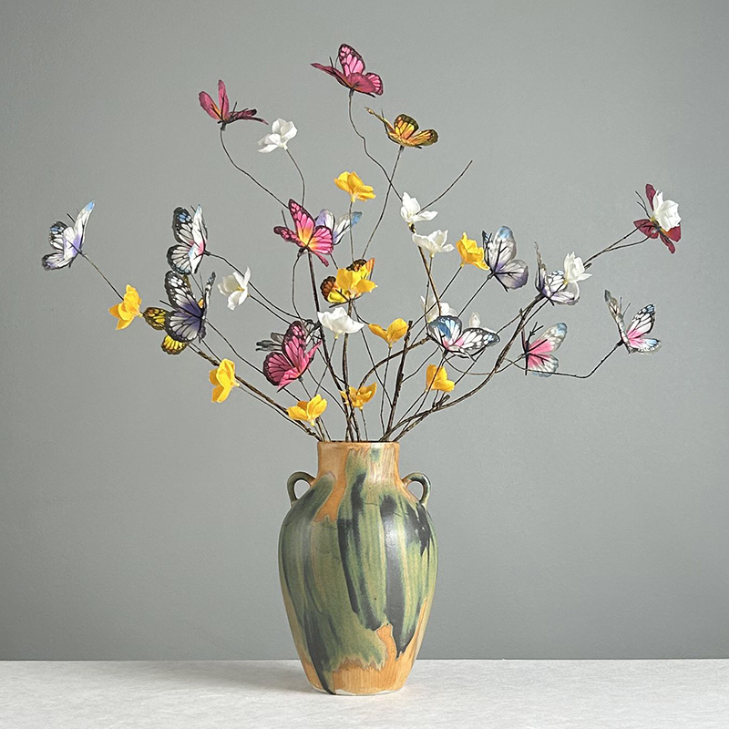 花瓶摆件陶瓷客厅高级感插花干花仿真花复古创意餐桌装饰品景德镇