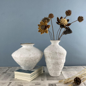 侘寂风大号白色陶瓷花瓶摆件客厅插花水培居家餐厅民宿样板间装 饰