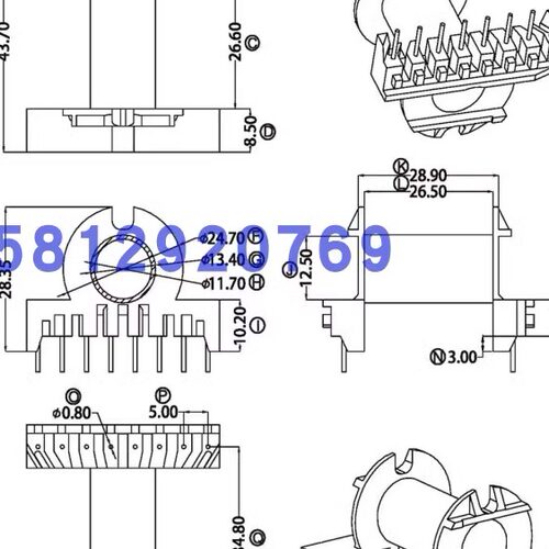 ER35变压器磁芯骨架卧式单槽