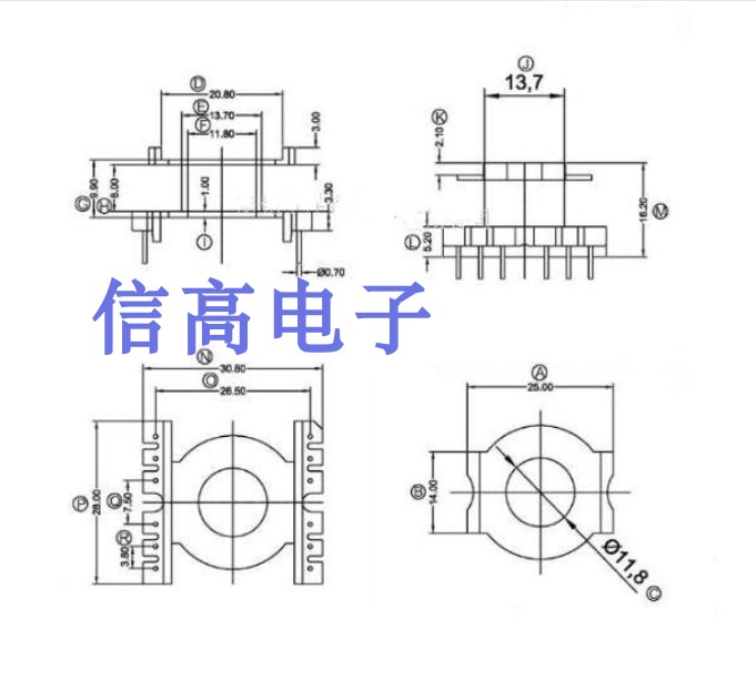 eq3016立式变压器骨架磁芯