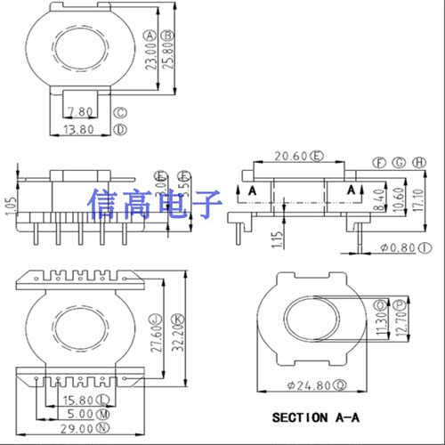 eq3016变压器磁芯骨架立式5+5