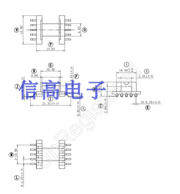 efd15变压器磁芯骨架卧式贴片5+5