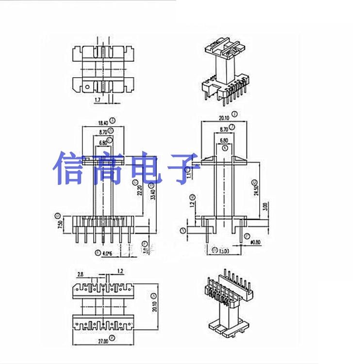 eel25变压器磁芯立式骨架 7 7 eel25立式7 7针