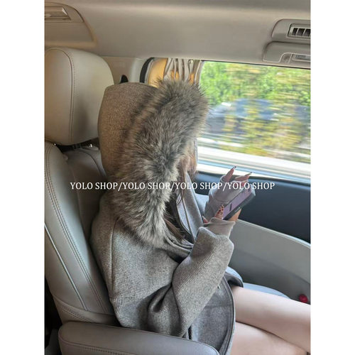 4089# YOLO SHOP 可拆卸大毛领连帽加绒高克重显瘦卫衣外套上衣